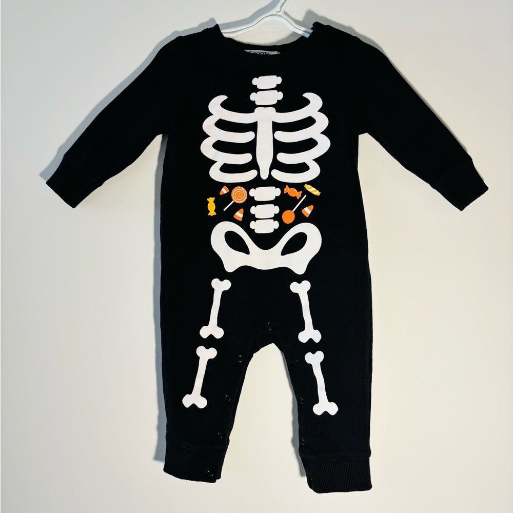 Kid’s Black Skeleton Print One-Piece